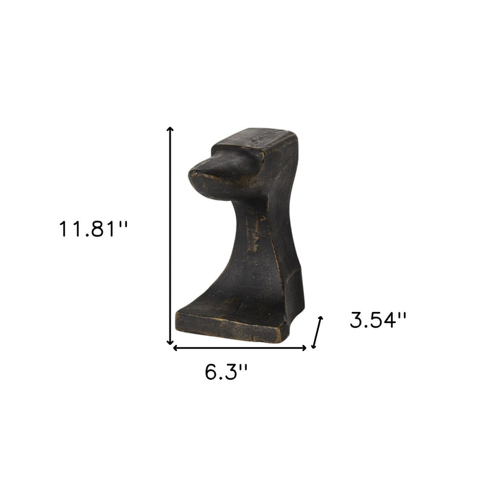 Set of Two 6" Black And Gold Polyresin Decorative Bookends