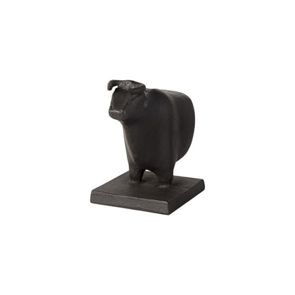 Set of Two 7" Black Fabric Bull Decorative Bookends