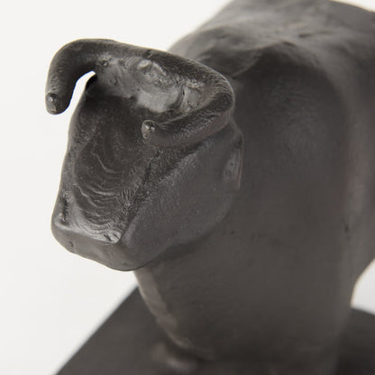 Set of Two 7" Black Fabric Bull Decorative Bookends