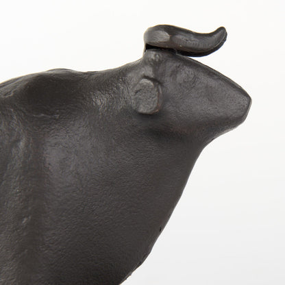 Set of Two 7" Black Fabric Bull Decorative Bookends
