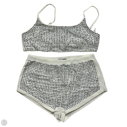 Shorts Set By Fashion Nova In Silver & White, Size: L