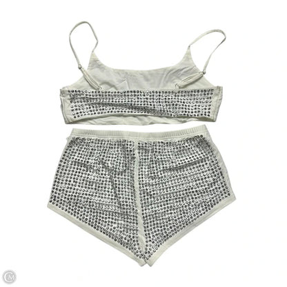 Shorts Set By Fashion Nova In Silver & White, Size: L