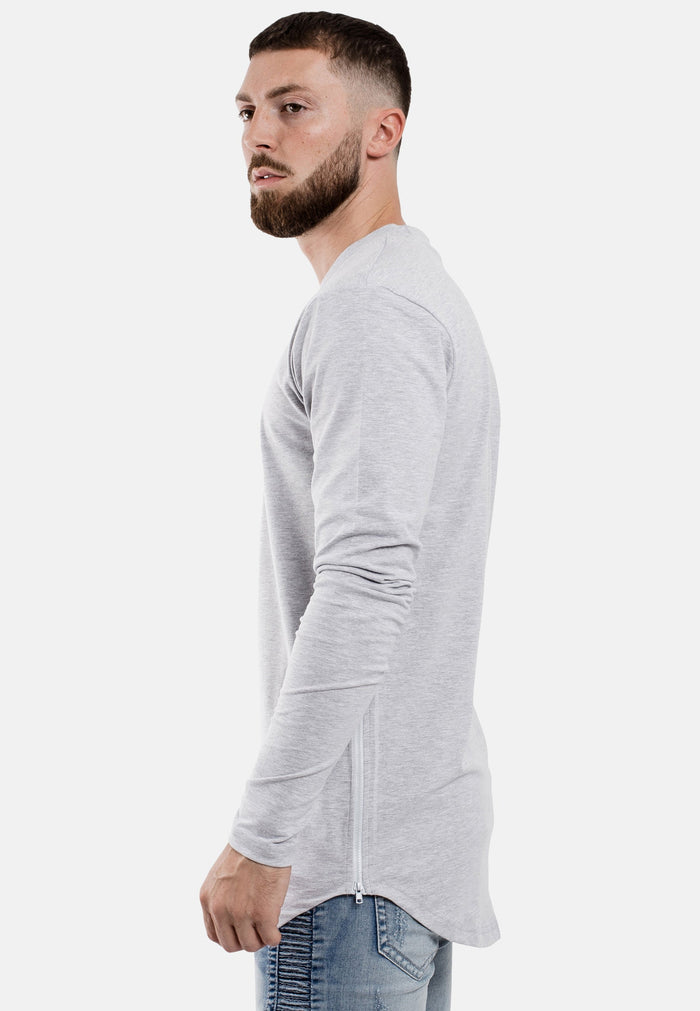 Oversize-Side-Zip-Longline-Longsleeve-T-Shirt-Ashgrey-Curved-Hem