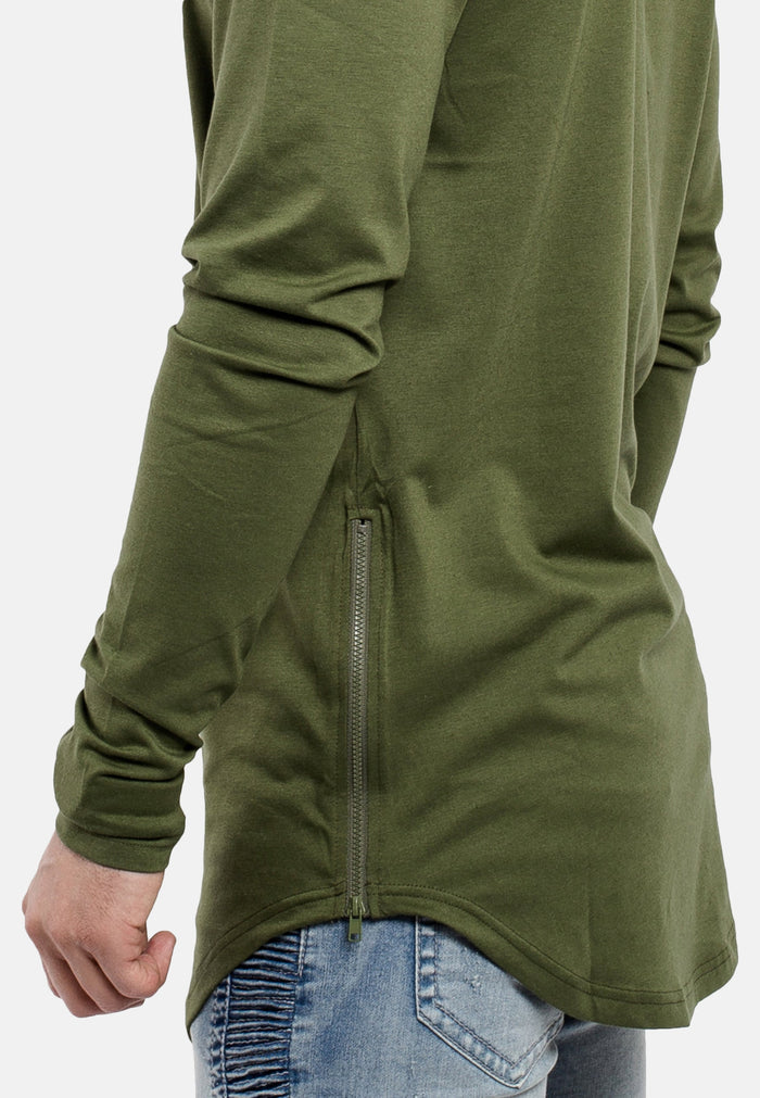 Oversized-Side-Zip-Longsleeve-Shirt-Olive-Zipper-Detail