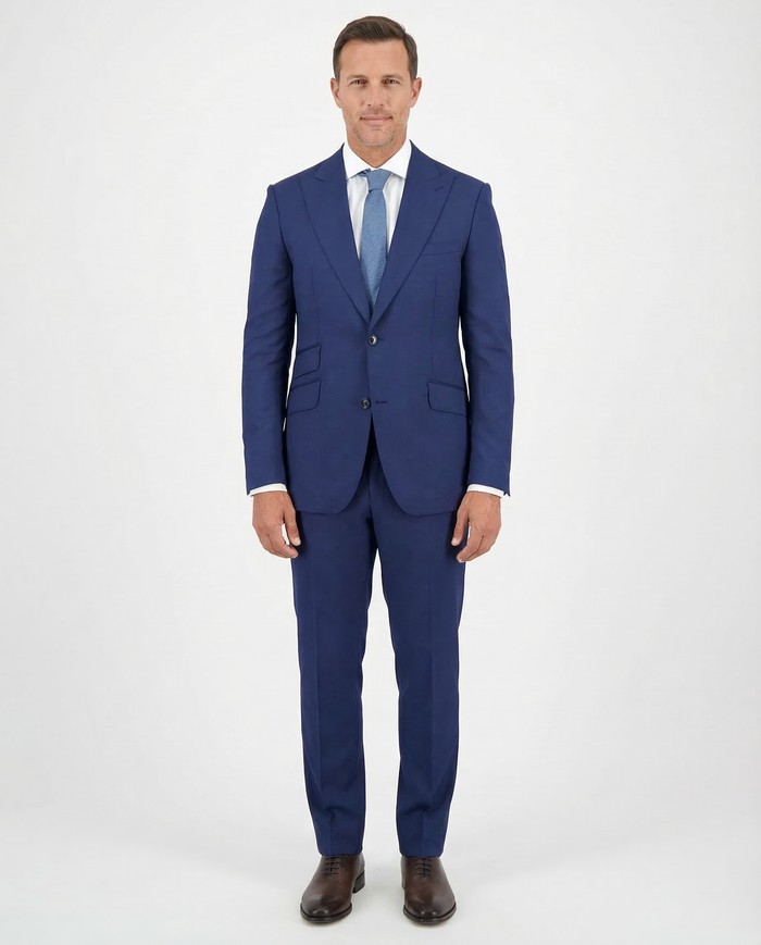 Arthur Black Slim Fit Solid Dark Blue Marzotto Gabardine Wool Suit - The Suit Depot
