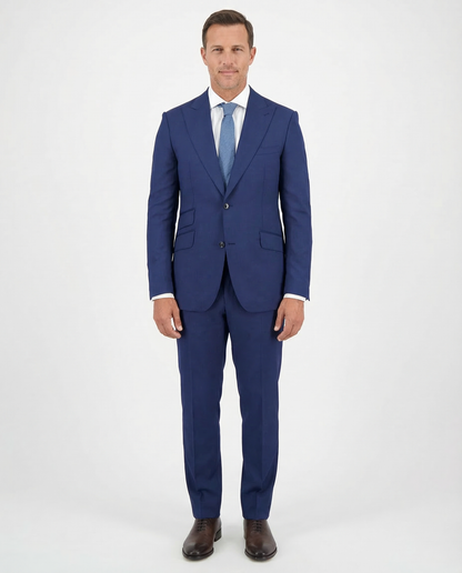 Arthur Black Slim Fit Solid Dark Blue Marzotto Gabardine Wool Suit - The Suit Depot