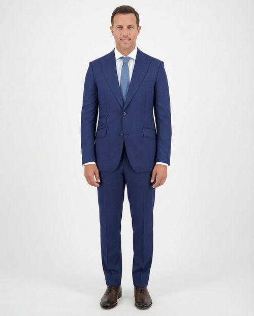 Arthur Black Slim Fit Solid Dark Blue Marzotto Gabardine Wool Suit - The Suit Depot