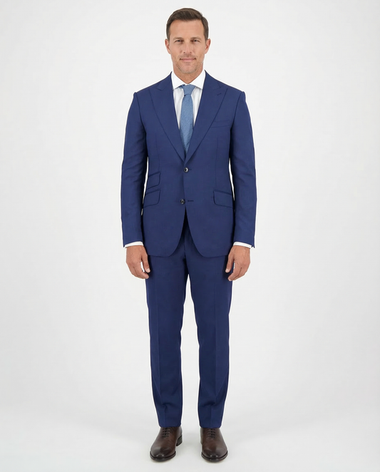 Arthur Black Slim Fit Solid Dark Blue Marzotto Gabardine Wool Suit - The Suit Depot