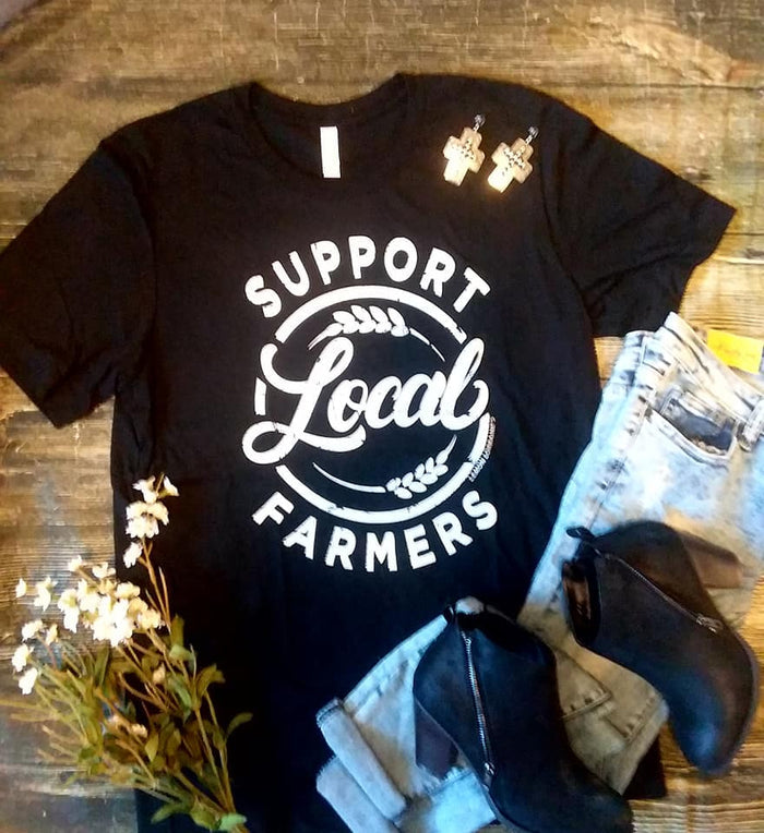 Support Local Farmers Tee Clay color OR BLACK choice