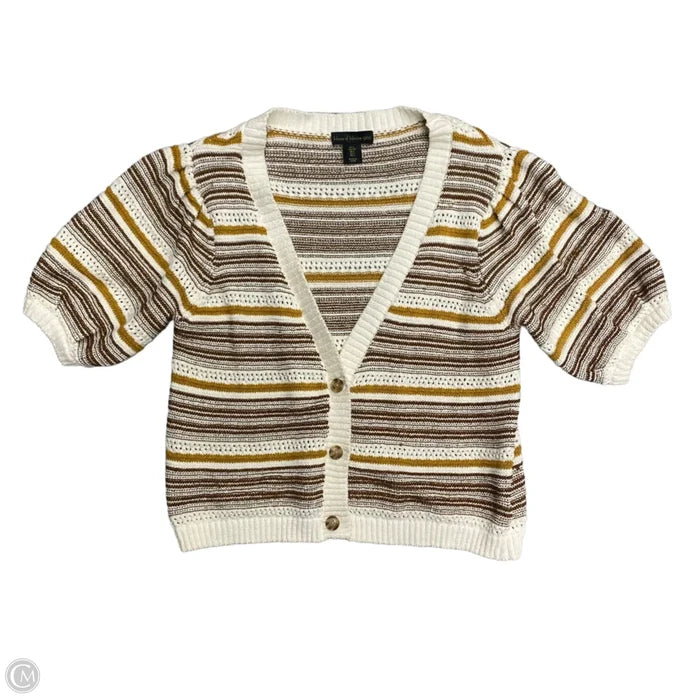 Sweater Cardigan By House Of Harlow In Brown & Cream, Size: L