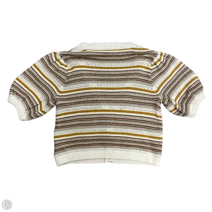 Sweater Cardigan By House Of Harlow In Brown & Cream, Size: L