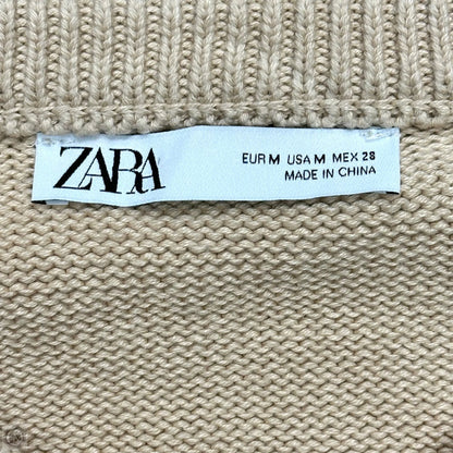 Sweater Cardigan By Zara In Tan, Size: M