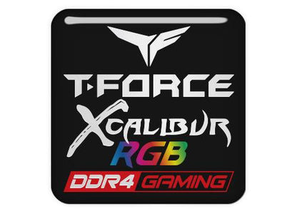 T-Force XCalibur RGB DDR4 RAM 1"x1" Chrome Effect Domed Case Badge / Sticker Logo
