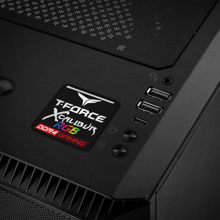 T-Force XCalibur RGB DDR4 RAM 1"x1" Chrome Effect Domed Case Badge / Sticker Logo