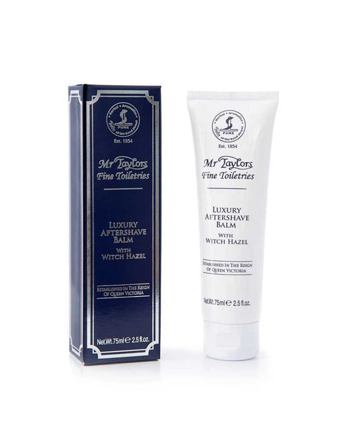 Mr Taylor Aftershave Balm 75ml packaging and tube for men's grooming