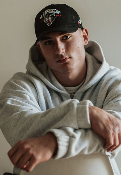 Blackskies-Traditional-Tattoo-Trucker-Cap-Panther-Triple-Black-Model