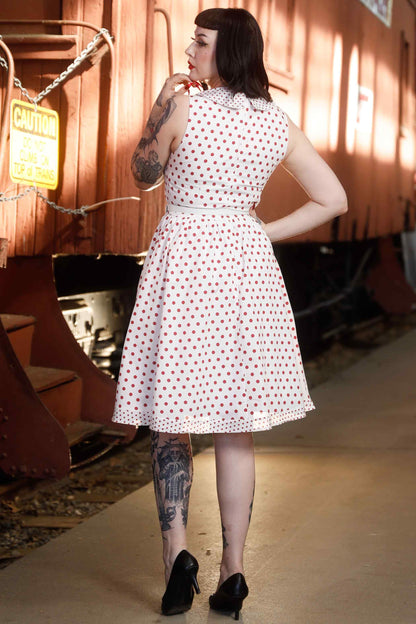 Maverick White Red Polka Dot Shirt Dress
