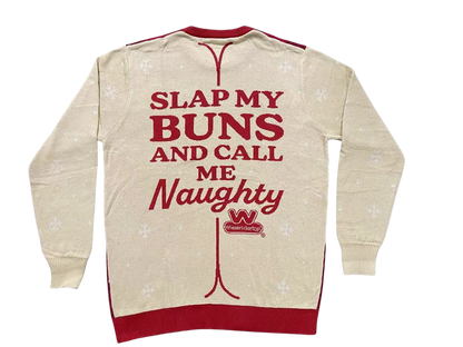 Wienerschnitzel Adult Unisex Slap My Buns Funny Hotdog Ugly Christmas Sweater