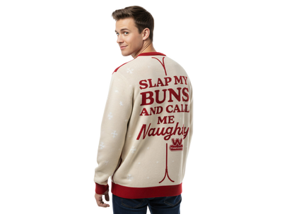 Wienerschnitzel Adult Unisex Slap My Buns Funny Hotdog Ugly Christmas Sweater