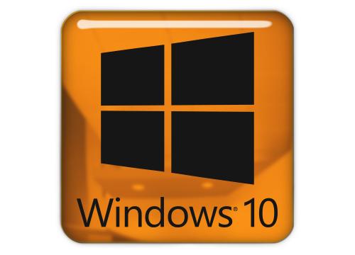 Windows 10 Orange 1"x1" Chrome Effect Domed Case Badge / Sticker Logo