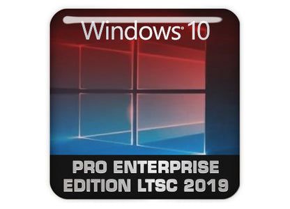 Windows 10 Pro Enterprise Edition LTSC 2019 1"x1" Chrome Effect Domed Case Badge / Sticker Logo