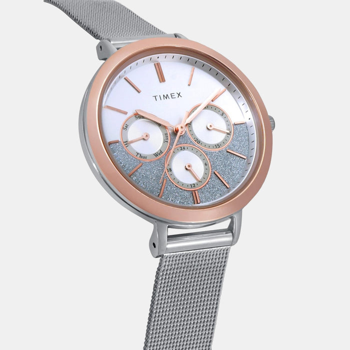 Timex Women Round Silver watch