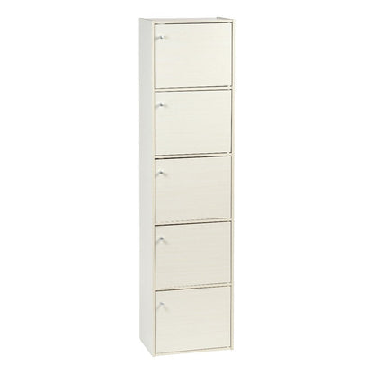 Wood Storage Shelf 5 Tiers with 5 Doors - image 1#color_white