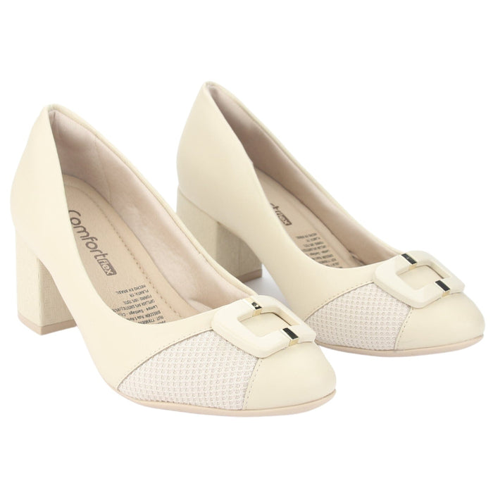 Zapato Comfortflex Mujer 2354403 Beige Casual Tacones Altos Comfortflex