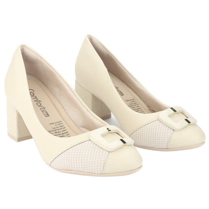 Zapato Comfortflex Mujer 2354403 Beige Casual Tacones Altos Comfortflex